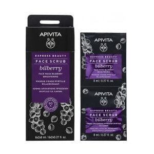 Apivita Sa Apivita - Express Beauty Scrub Viso Illuminante Mirtillo 2 Bustine da 8ml - Esfoliazione per una Pelle Luminosa