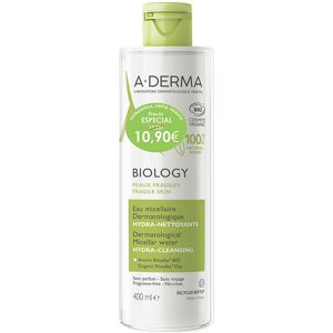 Aderma (Pierre Fabre It.Spa) A-Derma Biology Acqua Micellare Dermatologica Idra-Detergente 400ml - Idratante per una Pelle Sana