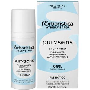 Erboristica Purysens Crema Viso Purificante Riequilibrante Anti-imperfezioni Pelle Miste E Impura 50 ML