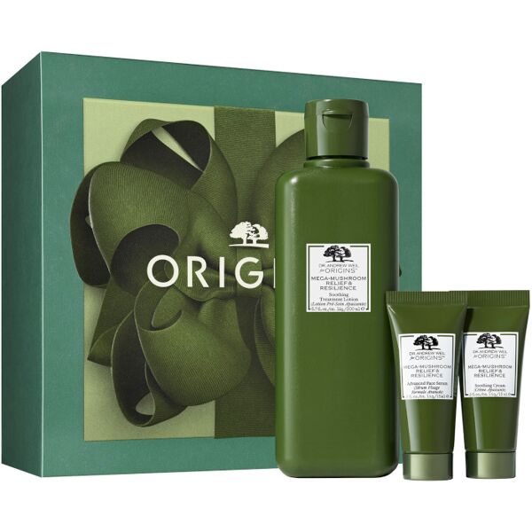 origins dr. andrew weil for origins™ mega-mushroom relief & resilience confezione 200 ml lozione viso + 15 ml siero viso + 15 ml crema viso