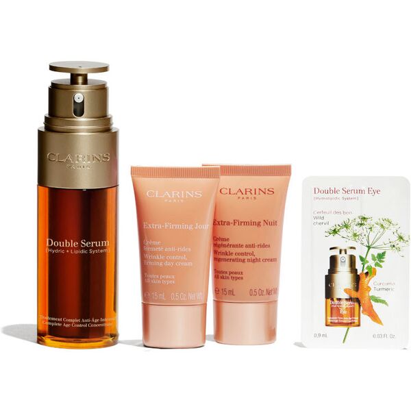 clarins double serum + extra-firming confezione 50 ml siero viso + 15 ml crema viso giorno + 15 ml crema viso notte