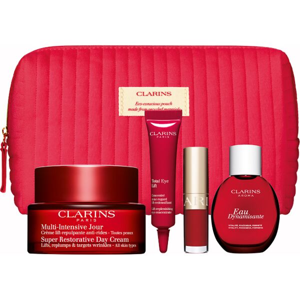 clarins multi-intensive jour - tutti i tipi di pelle confezione 50 ml crema viso giorno + 7 ml crema contorno occhi + 15 ml acqua profumata per il cor