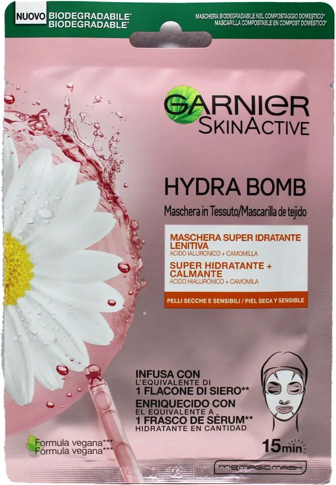 Garnier SkinActive Hydra Bomb Maschera Viso Monouso Super Idratante Lenitiva Per Pelli Secche E Sensibili 28 gr