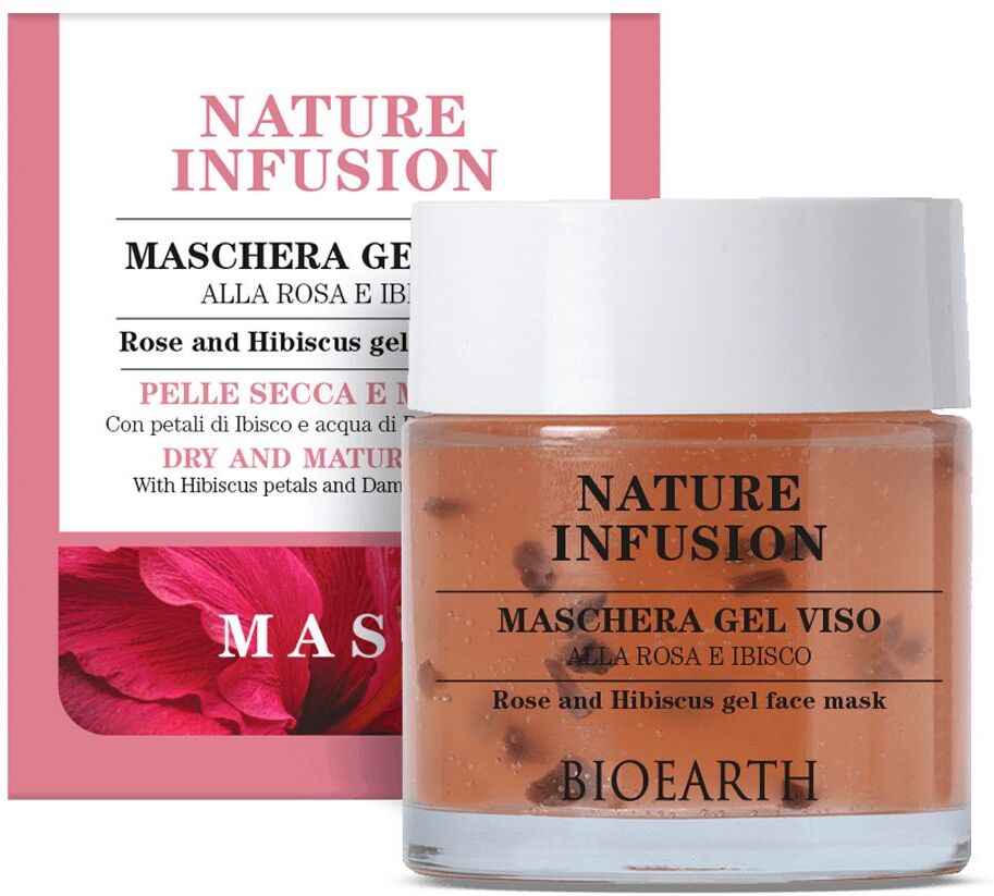 Bioearth Nature Infusion Maschera Gel Viso Rosa E Ibisco Pelle Secca Matura 100ml