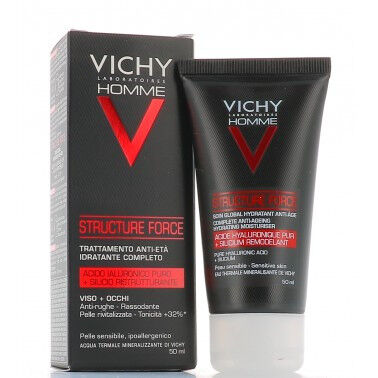 Vichy Homme Trattamento Anti-età Structure Force Viso + Occhi Con Acido Salicilico E Ialuronico Ristrutturante 50ml