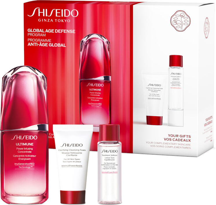 Shiseido ULTIMUNE Power Infusing Concentrate Confezione 50 ML Siero Viso + 30 ML Detergente Schiumogeno + 30 ML Lozione Riequilibrante