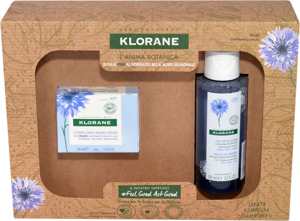 Klorane Cofanetto Viso Fiordaliso Bio Con Gel Crema 50 ml + Acqua Micellare 100 ml