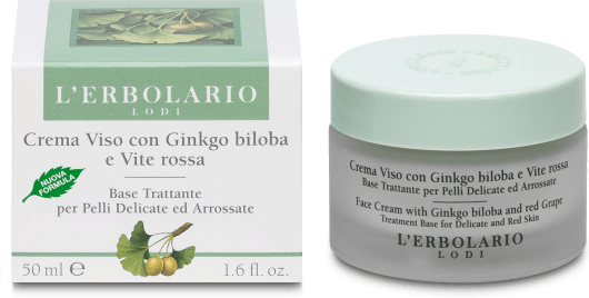 L'Erbolario Crema Viso Anti Rossore per Pelli Delicate con Ginko Biloba e Vite R