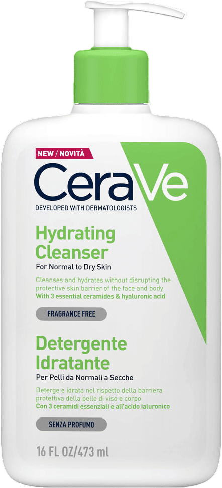 cerave Detergente Idratante Viso Pelle da Normale a Secca, con acido ialuronico e ceramidi 473 ml