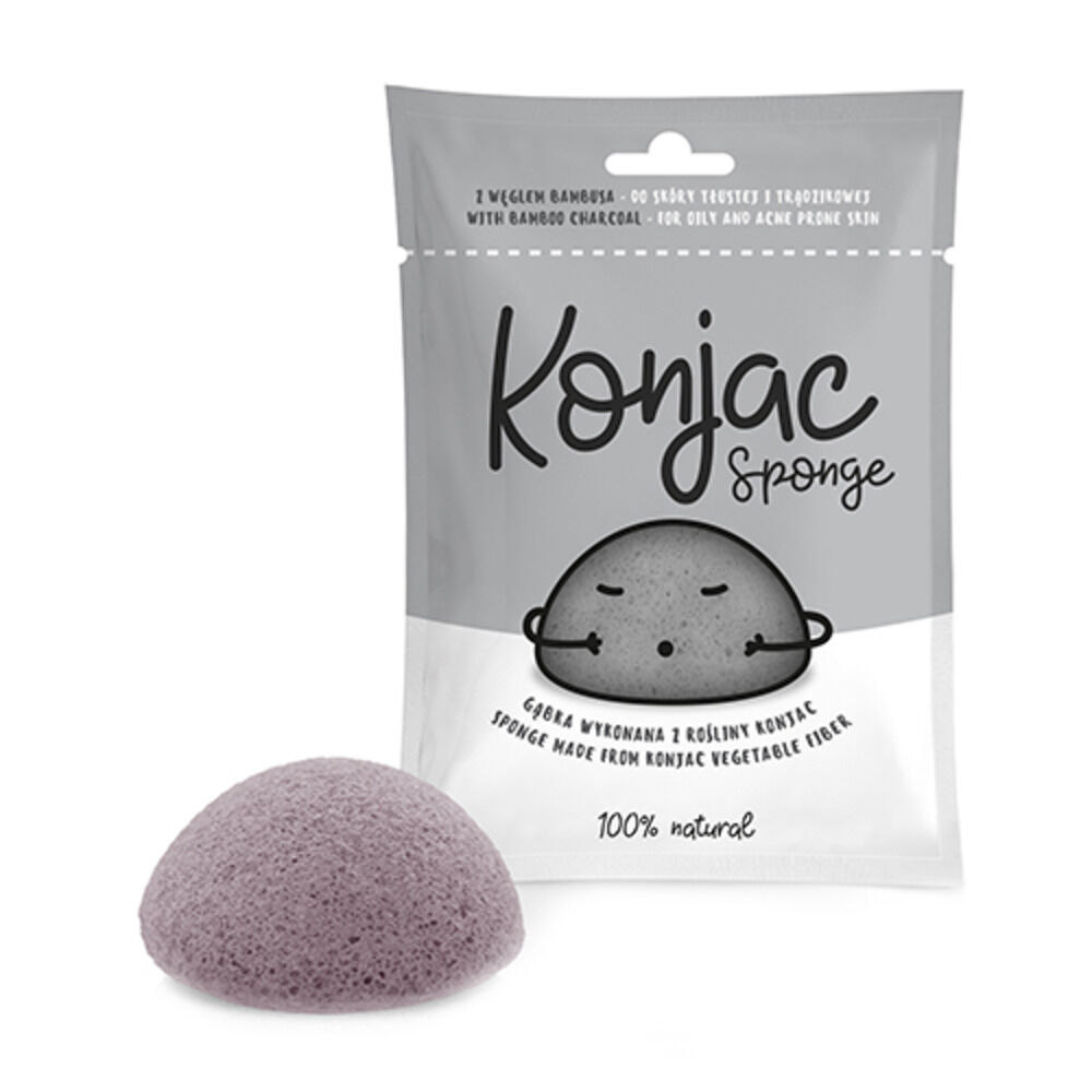 diet food konjac – spugna per la pulizia del viso, nera, 1 pezzo