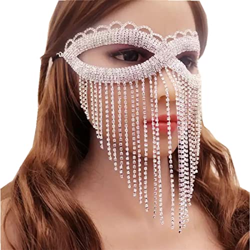 ONDIAN Maskerade masker kwastje strass oogmasker creatief gezicht nachtclub feestmasker voor feest cosplay (kleur: A, maat: gratis)