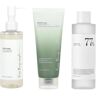 EVURU Pore Cleansing Cleansing Oil 200ml, Cleansing Foam 150ml, 77% Soothing Toner 250ml, Lightweight & Hydrating, Daily Cleansing Skincare