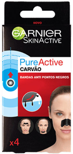 Garnier Pure Active Carvão Bandas Antipontos Negros 4unid.