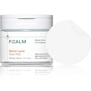 P.CALM PCALM Barrier Cycle Vegan Face Toner Pad 60 Pads 5.41 Fl Oz Gentle Korean Skin Toner Calming Hydrating Soothing Sebum Care Exfoliates Great for All Skin Oily Acne-Prone Sensitive Dry Normal