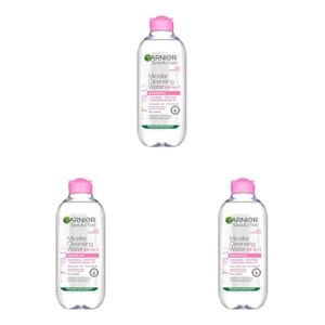 Garnier Micellar Cleansing Water, Gentle face Cleanser & Makeup Remover, Fragrance-Free, Vegan Formula, Suitable For All Skin Types, Even Sensitive, Skin Active, 400ml (Pack of 3)