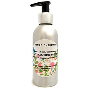 Amor Florum - Clay Cleansing Lotion - 99% Natural - Kaolin Clay, Lavender, Geranium, Mint. Gently Cleanse, Hydrate. pH 5.5, Sensitive Skin.150ml