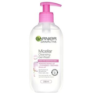 Garnier Micellar Gel Face Wash For Sensitive Skin 200ml, Gentle Face Cleanser & Makeup Remover, Recognised By The British Skin Foundation, Rinse-Off, Non-Drying & Fragrance Free Formula