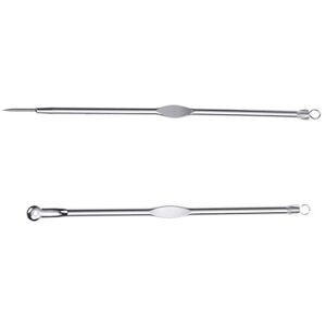 FURREN Stainless Steel Blackhead Acne Blemish Pimple Extractor Remover Needle + Clip