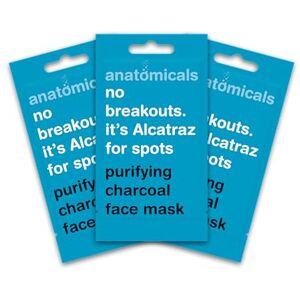 Anatomicals Purifying Charcoal Beauty Face Mask 15ml - No Breakouts It's Alcatraz for Spots, Face Masks Skincare Bundle, 3 Pack