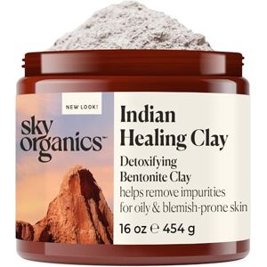 Sky Organics Bentonite Clay Powder with Detoxifying Indian Healing Clay for Face, Helps Remove Impurities, Suitable for Oily or Blemish-Prone Skin, 100% Pure, Vegan & Cruelty-Free Skin Care, 454 grams