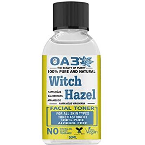 OA3 Witch Hazel Pure Distilled, Natural, Alcohol Free - Vegan - Cleansing & Toning - Ideal for Aromatherapy, Skincare and DIY Beauty Recipes 50ml