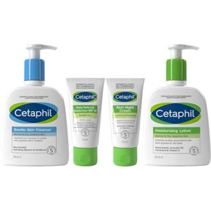 Cetaphil Ultimate Sensitive Skin Face & Body Skincare Set, Gentle Skin Cleanser 236ml + SPF 50 Moisturiser 50g + Night Cream 50g + Moisturising Lotion 236ml