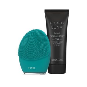 FOREO Gentelman's Choice LUNA 4 MEN Bundle - Face Cleansing Brush for Skin & Beard + LUNA 2-in-1 Shaving Cream & Foaming Face Cleanser, 100ml - Men Firming Face Care - App-connected - USB-rechargeable