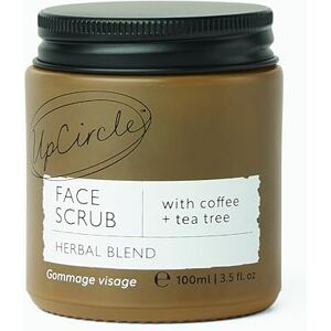 UpCircle Coffee Face Scrub - Herbal Blend For Oily, Combination + Spot Prone Skin 100ml - Tea Tree, Shea Butter, Coconut + Rosehip Oil - Natural, Vegan Face Exfoliator For Soft, Smooth Skin