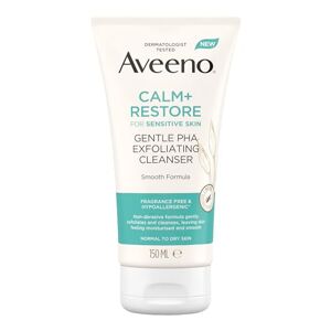 Aveeno Face CALM+RESTORE Gentle PHA Exfoliating Cleanser, Gently Cleanses & Reveals Refreshed Complexion, For Sensitive Skin, With Nourishing Oat Oil and Hydrating PHA, Non-Abrasive, Unscented, 150ml