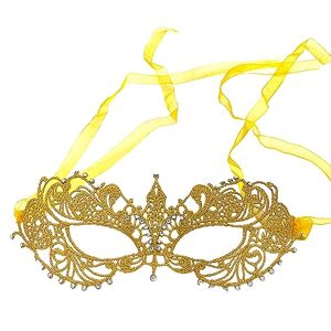 Tainrunse Eye Cover Masque with Decoration Exquisite Lace Masque Perfect for Halloween Cosplay Parties with Easy-to-wear Strap Design Golden One Size