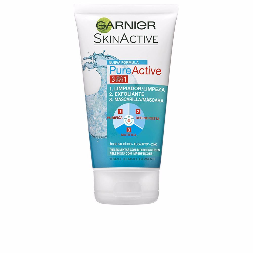 Photos - Facial Mask Garnier Pure Active 3 en 1 gel limpiador piel grasa 150 ml 