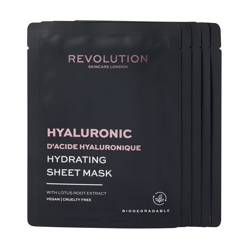 Revolution Skincare Biodegradable Hydrating Hyaluronic Acid Sheet Mask Pack 5pieces