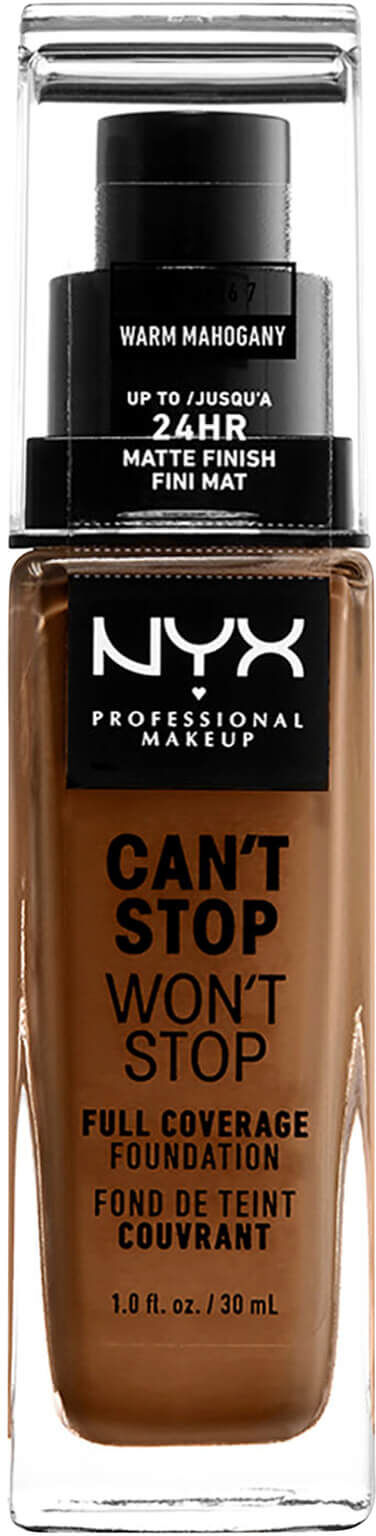 NYX Professional Makeup Can't Stop Won't Stop Full Coverage Liquid Foundation 30ml (Various Shades) - 16.7 Warm Mahogany - Golden Medium Deep