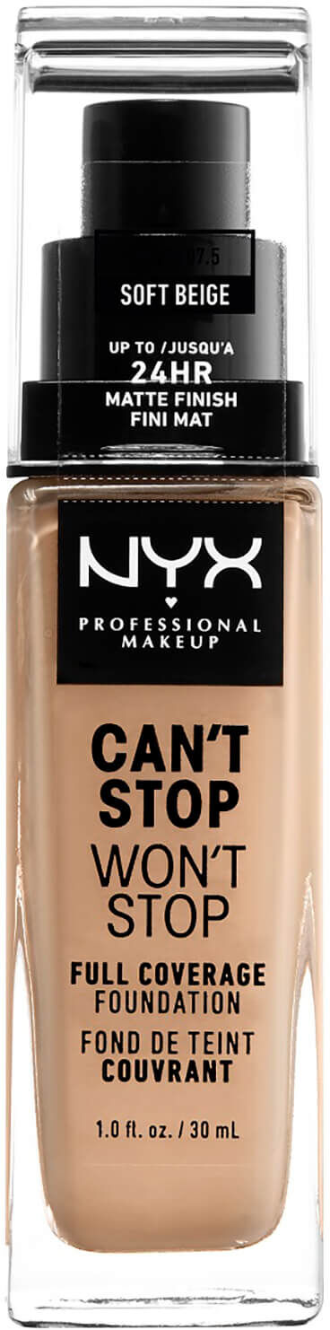 NYX Professional Makeup Can't Stop Won't Stop Full Coverage Liquid Foundation 30ml (Various Shades) - 7.5 Soft Beige - Light Medium