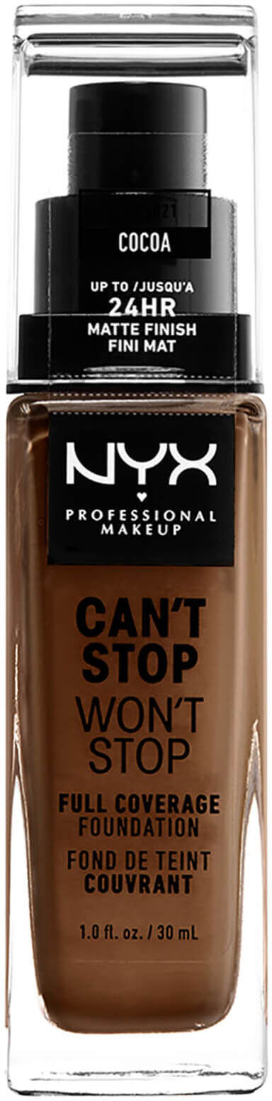 NYX Professional Makeup Can't Stop Won't Stop Full Coverage Liquid Foundation 30ml (Various Shades) - 21 Cocoa - Neutral Deep