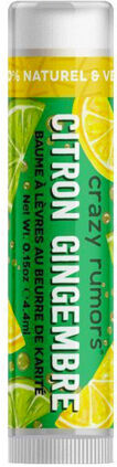 Crazy Rumors Baume à Lèvres au Karité Citron Gingembre 100% Naturel Vegan 4,25g