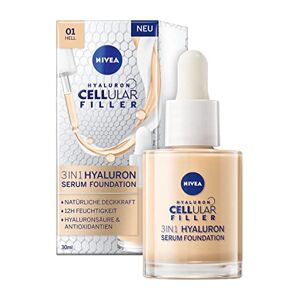 NIVEA 3in1 Hyaluron Serum Foundation hell, Anti-Age Foundation mit Serum für eine jünger aussehende Haut, feuchtigkeitsspendende Foundation mit Hyaluron (30 ml)