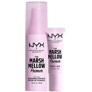 NYX PROFESSIONAL MAKEUP Primer Set, The Marshmellow, Basis, Vegane Formel, Vielseitiger für einen gleichmäßigen Teint, 2-teiliges mit normaler (30 ml) und Mini-Größe (8 ml)