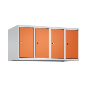 C+P Aufsatzschrank Classic PLUS, 4 Abteile, HxBxT 50x100x50cm, Zylinderschloss, Hellgrau/Reinorange von PROREGAL