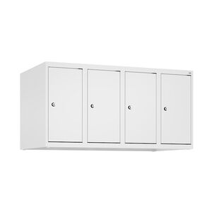 C+P Aufsatzschrank Classic PLUS, 4 Abteile, HxBxT 50x100x50cm, Zylinderschloss, Verkehrsweiß von PROREGAL