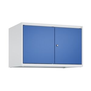 C+P Doppelter Aufsatzschrank Classic PLUS, 2 Abteile, HxBxT 50x80x50cm, Zylinderschloss, Hellgrau/Enzianblau von PROREGAL