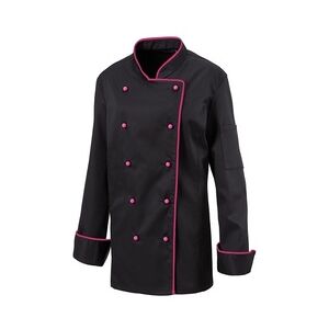 Exner 219 - Damenkochjacke langarm, taillert, Fb. schwarz, mit farbiger Paspel : hot pink 65% Polyester 35%Baumwolle 220 g/m2 L