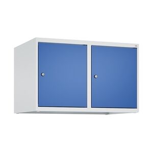 C+P Aufsatzschrank Classic PLUS, 2 Abteile, HxBxT 50x80x50cm, Zylinderschloss, Hellgrau/Enzianblau von PROREGAL