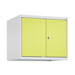 C+P Doppelter Aufsatzschrank Classic PLUS, 2 Abteile, HxBxT 50x60x50cm, Zylinderschloss, Hellgrau/Clowngrün von PROREGAL