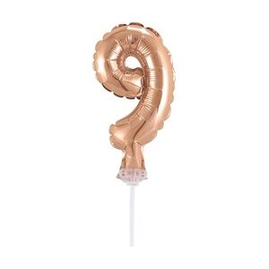 Kuchendeko Mini Folienballon roségold Zahl 9