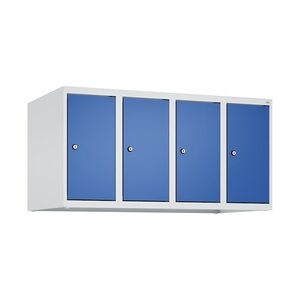 C+P Aufsatzschrank Classic PLUS, 4 Abteile, HxBxT 50x100x50cm, Zylinderschloss, Hellgrau/Enzianblau von PROREGAL