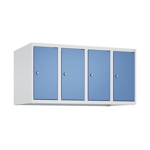 C+P Aufsatzschrank Classic PLUS, 4 Abteile, HxBxT 50x100x50cm, Zylinderschloss, Hellgrau/Fernblau von PROREGAL