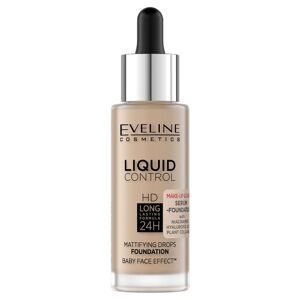 Eveline Cosmetics Liquid Control HD Long Lasting Formula 24H face foundation med dråber 035 Natural Beige 32ml