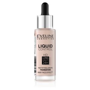 Eveline Cosmetics Liquid Control HD Long Lasting Formula 24H face foundation med dråber 005 Ivory 32ml