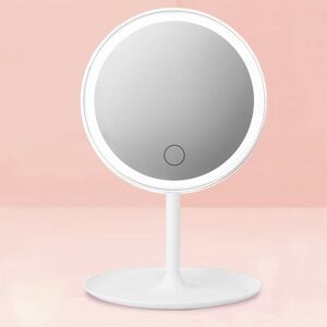 shopnbutik Make-Up Mirror With LED Light Fill Light Dormitory Desktop Dressing Small Mirror Girl Folding And Portable Mirror, Colour: White Rechargeable Three-co